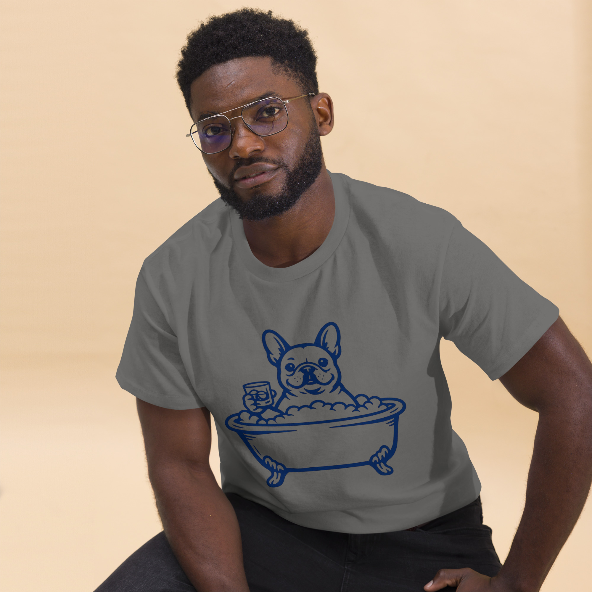 Funny Frenchie in a Bathtub (Pre-Made T-Shirt Design) - Image 8