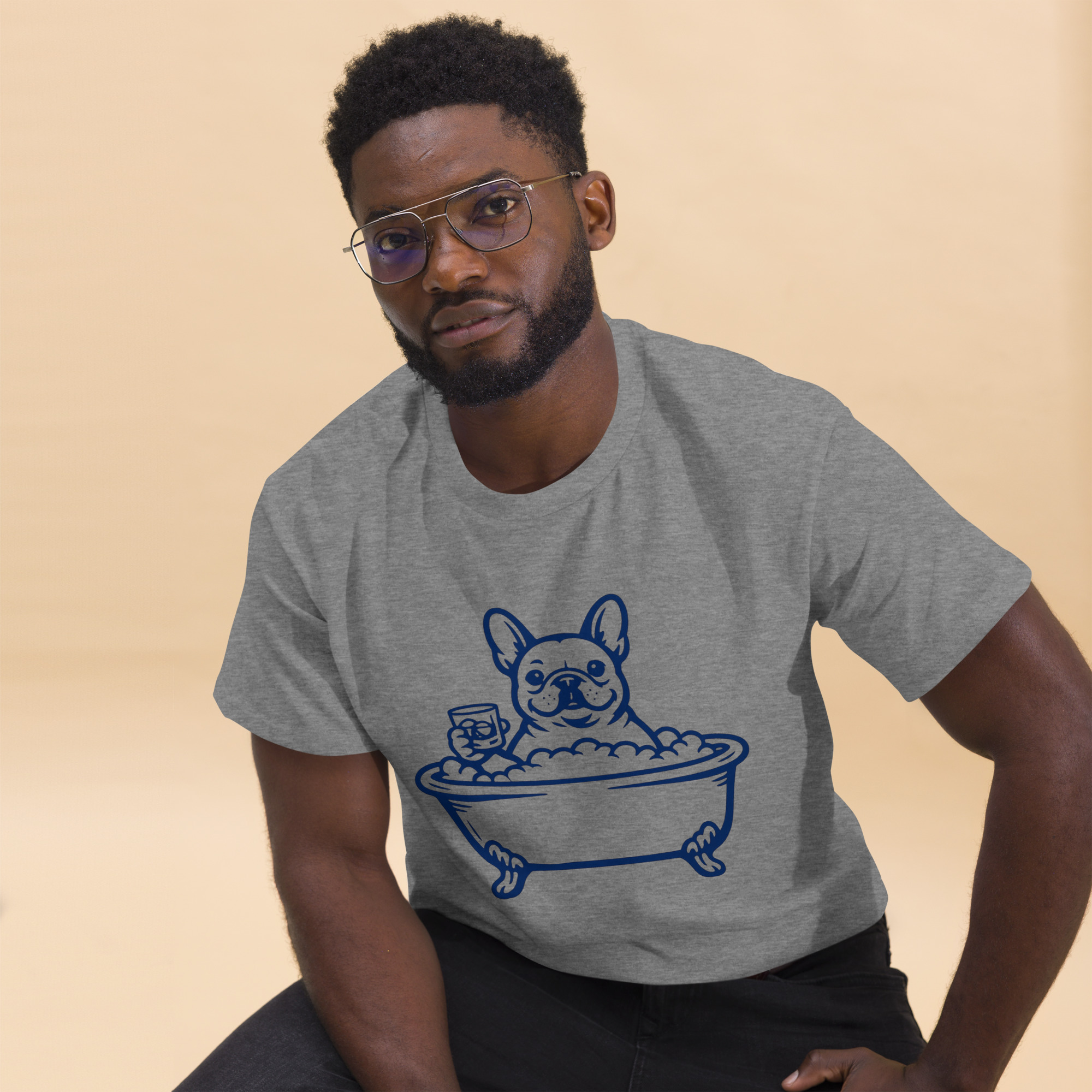 Funny Frenchie in a Bathtub (Pre-Made T-Shirt Design) - Image 14