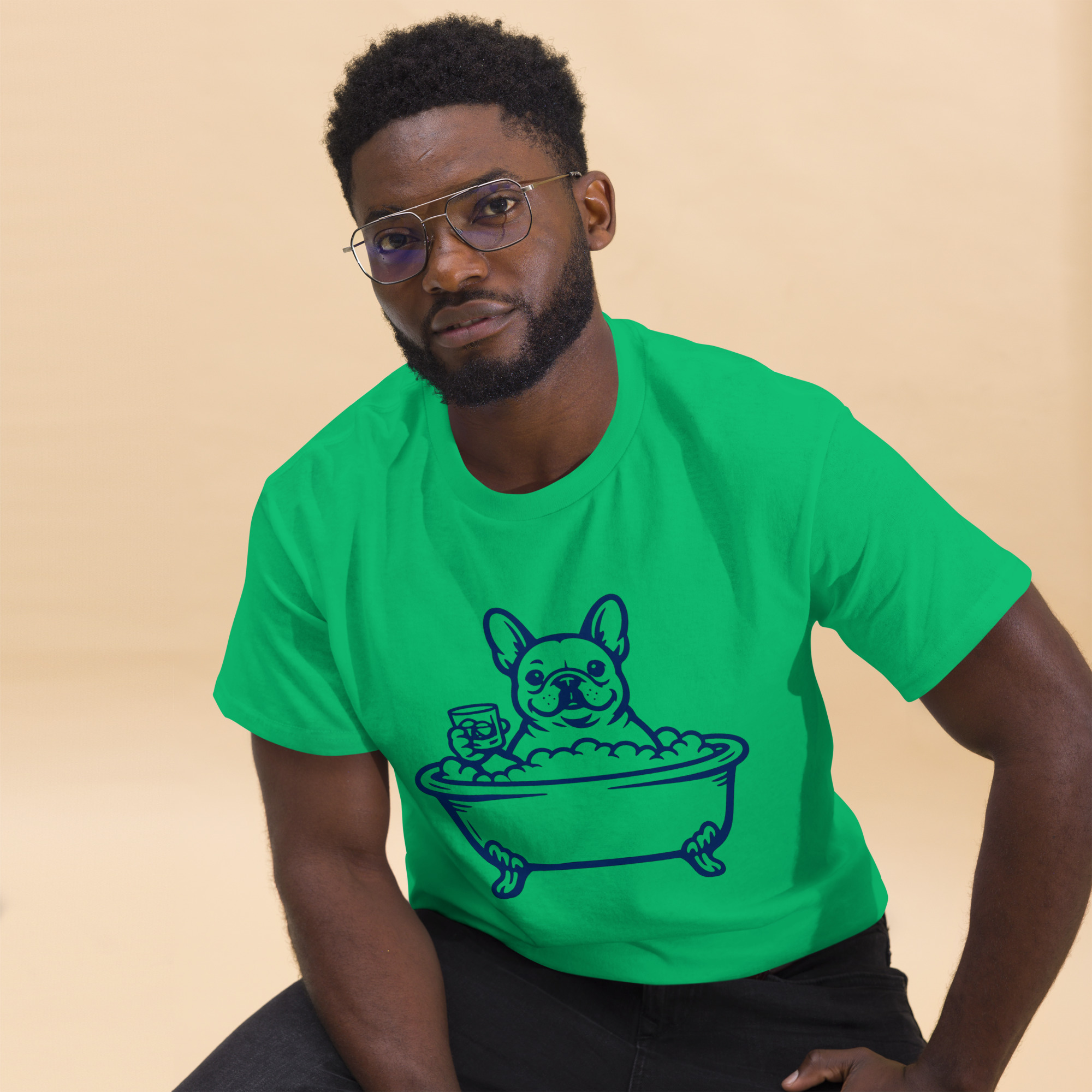 Funny Frenchie in a Bathtub (Pre-Made T-Shirt Design) - Image 16