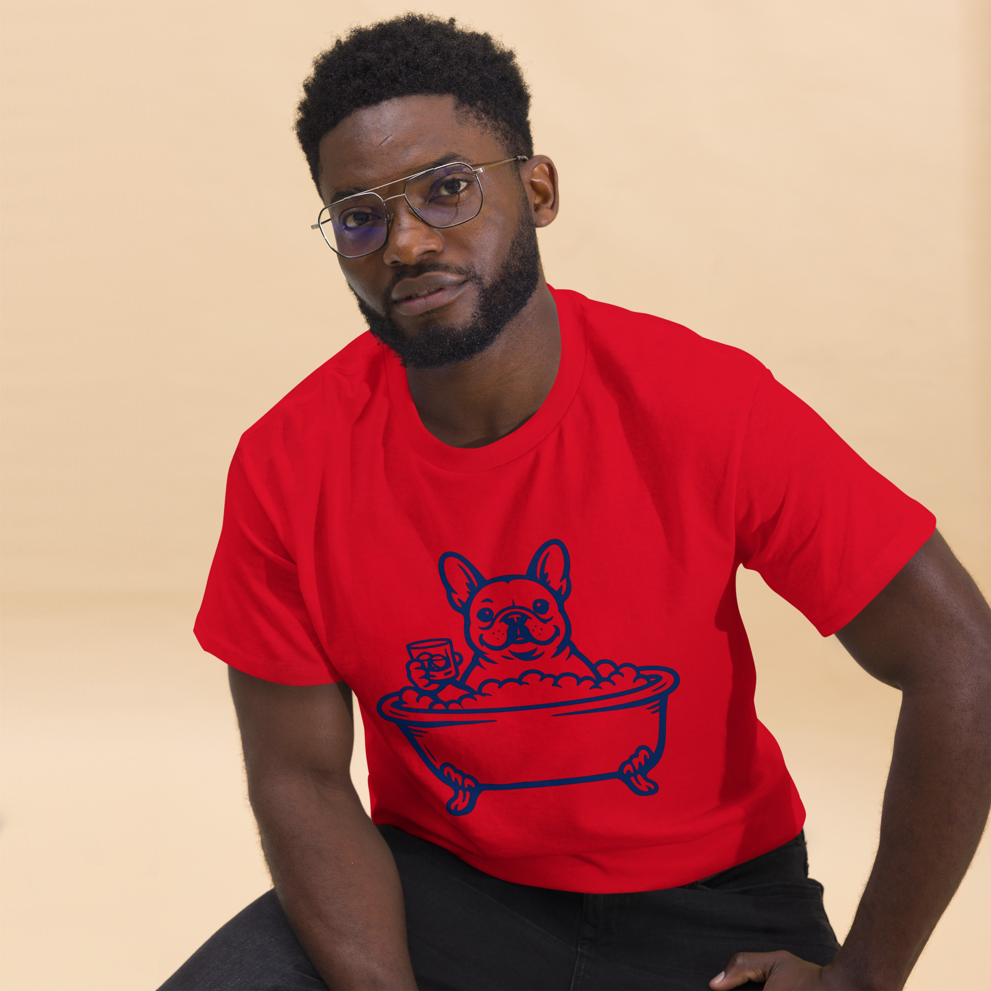 Funny Frenchie in a Bathtub (Pre-Made T-Shirt Design) - Image 2