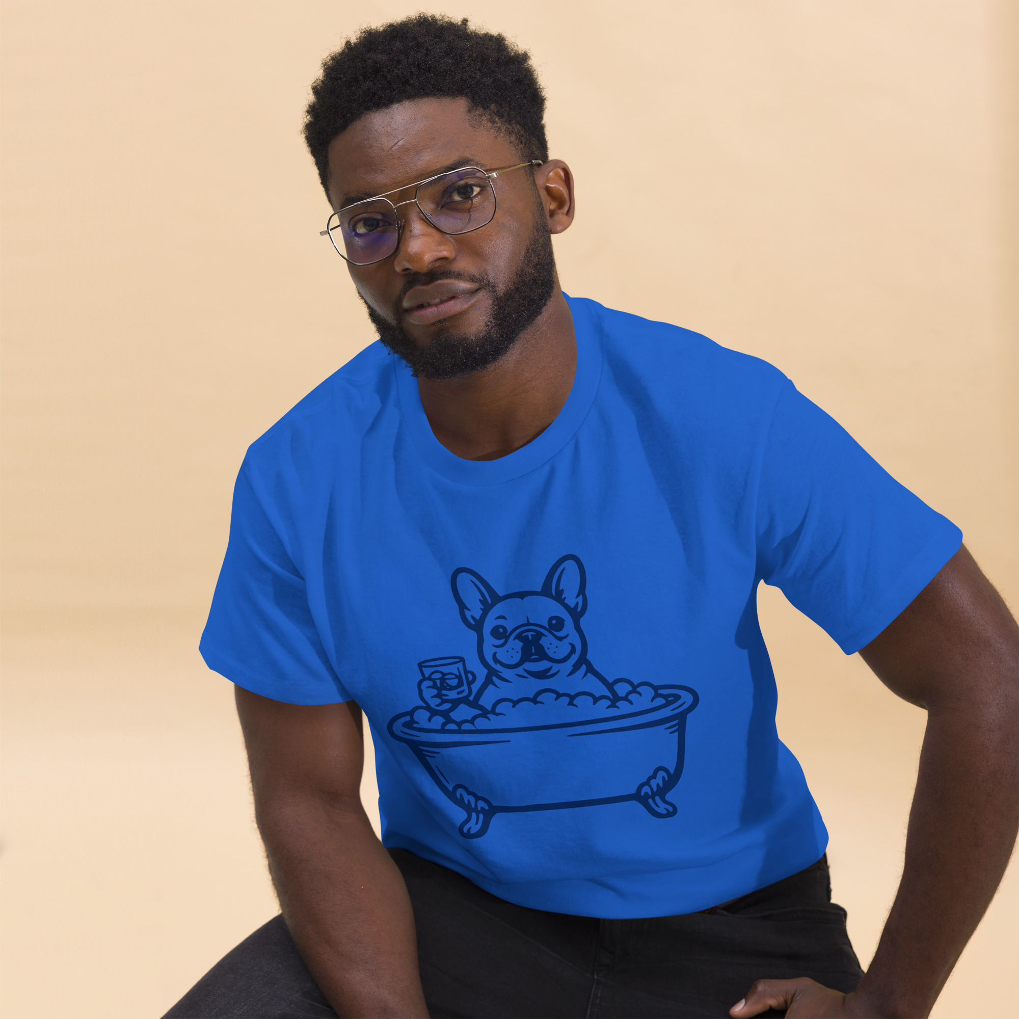 Funny Frenchie in a Bathtub (Pre-Made T-Shirt Design) - Image 4