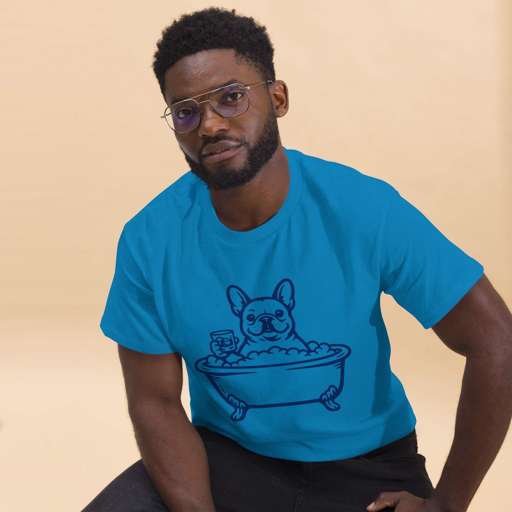 Funny Frenchie in a Bathtub (Pre-Made T-Shirt Design) - Image 6