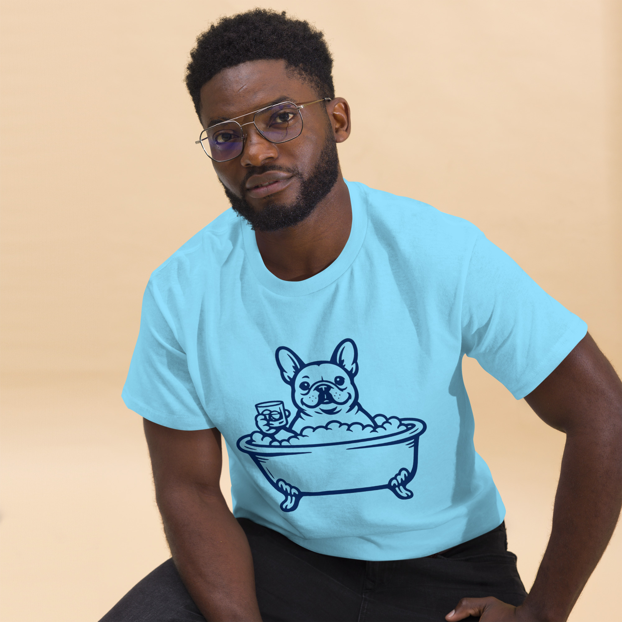 Funny Frenchie in a Bathtub (Pre-Made T-Shirt Design) - Image 24