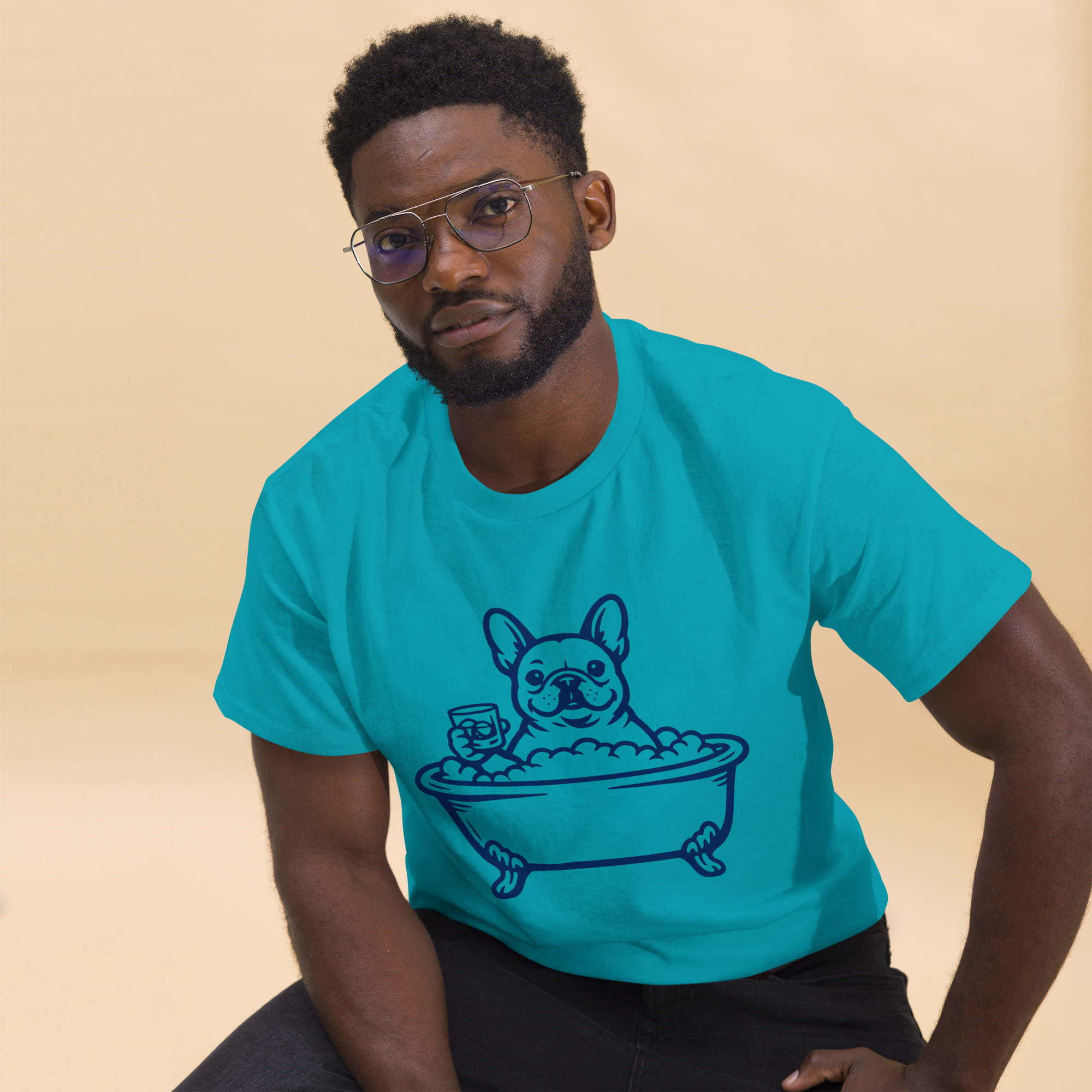 Funny Frenchie in a Bathtub (Pre-Made T-Shirt Design) - Image 12