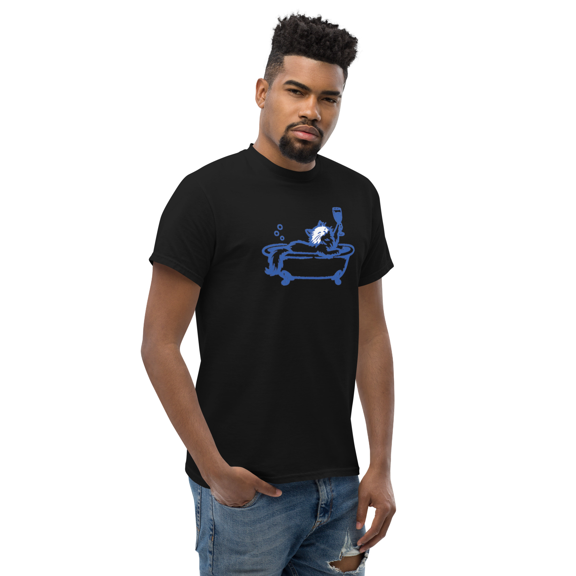 Cat in a Bathtub with a wine glass (Pre-Made T-Shirt Design) - Image 2